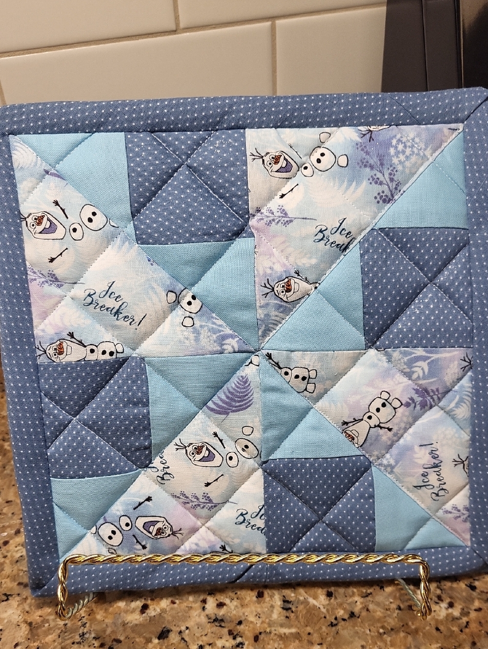 Handmade Pinwheel Quilted"Olaf" Potholders - set of 2